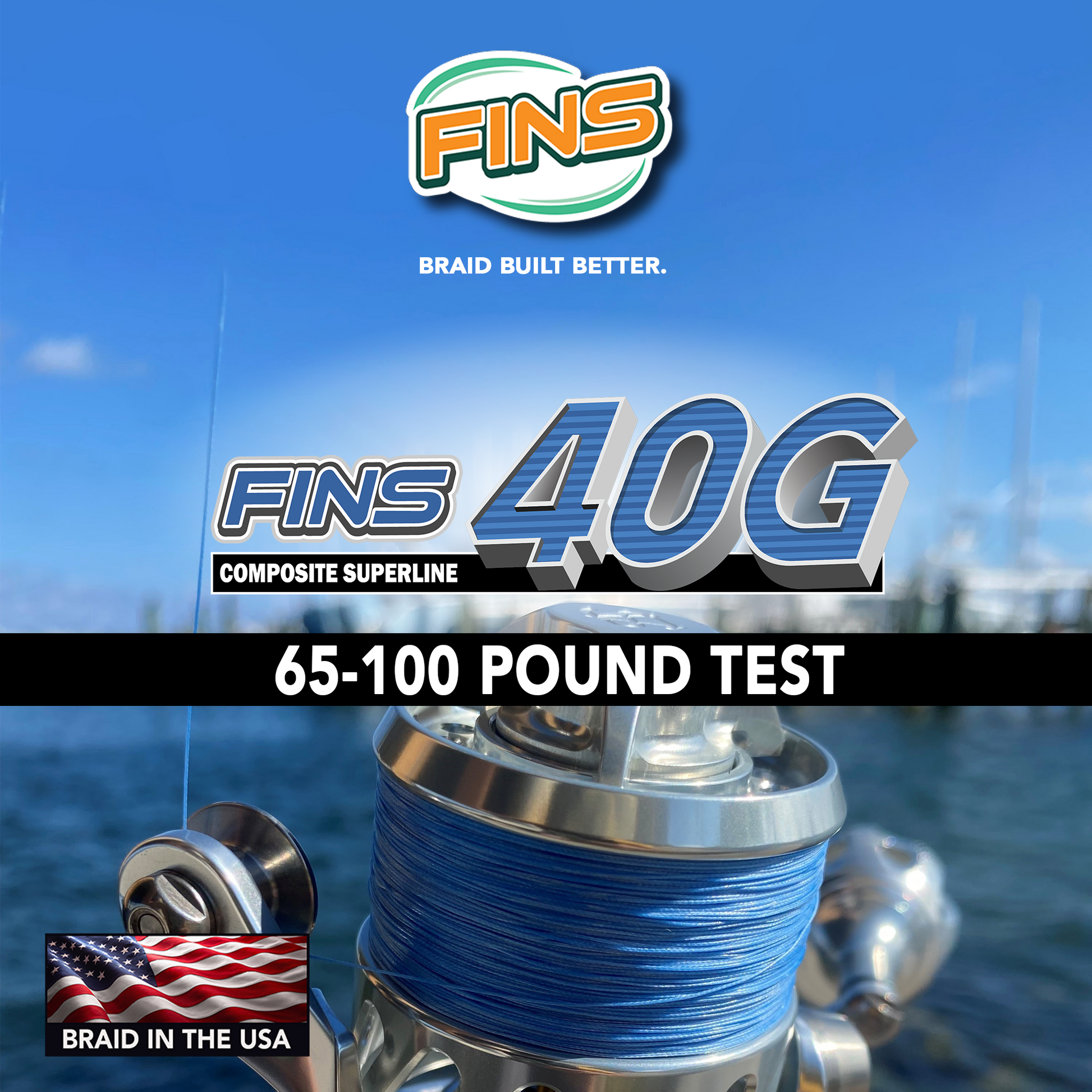 Fins XS Big Game Fishing Braid 40-80lb. 40 / 500 Yards / White